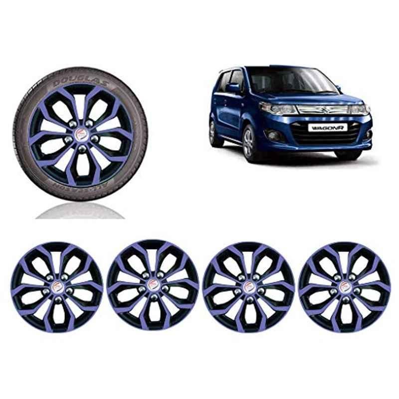 Auto Pearl 4 Pcs 13 inch Violet & Black ABS Press Type Hubcap Wheel Cover Set with Retention Ring for Maruti Suzuki WagonR2017