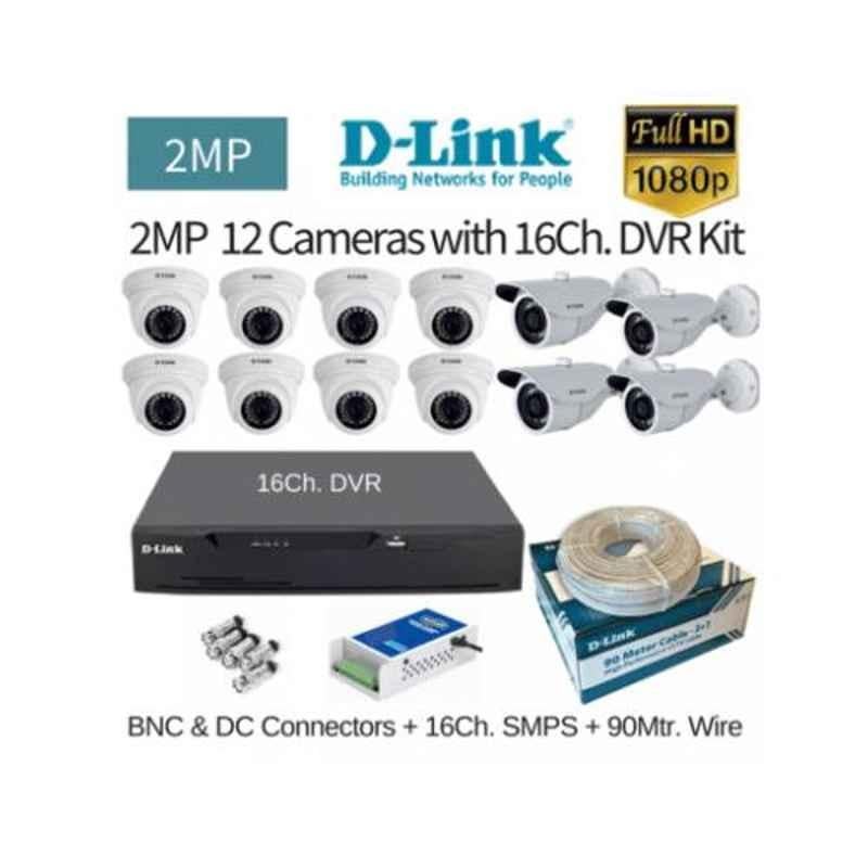D-Link 12 Cameras 2MP with 16 Channel DVR Combo Kit