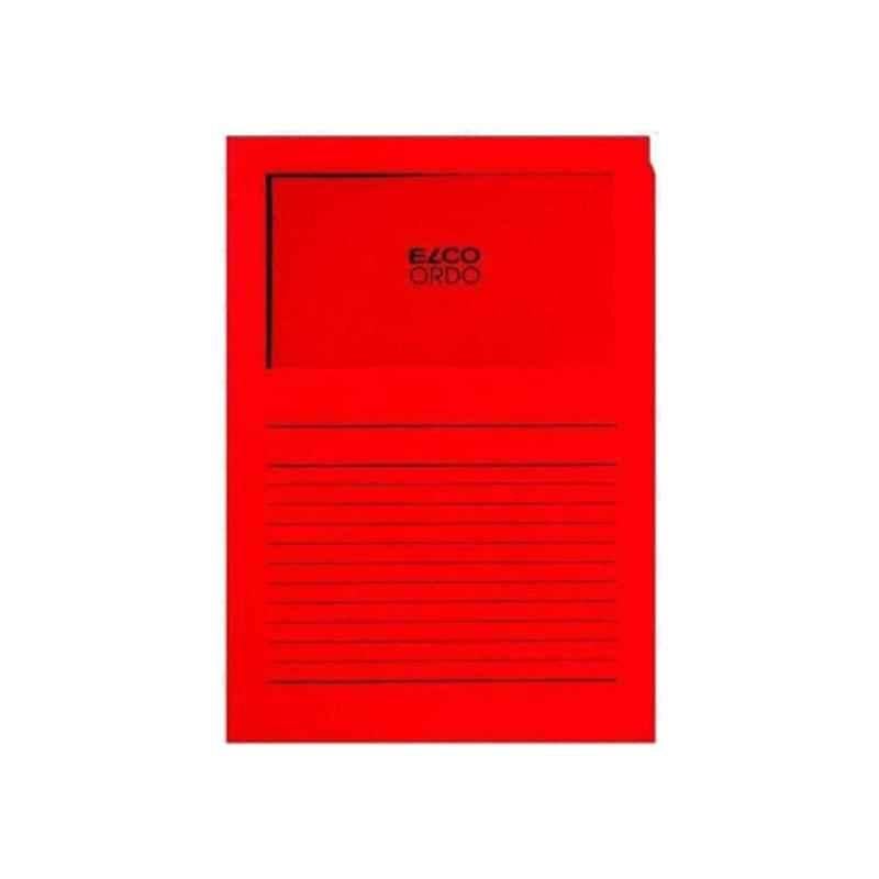 Elco Ordo Classico 120 GSM Red L Paper Folder with Window, 29489-92 ( Pack of 5)