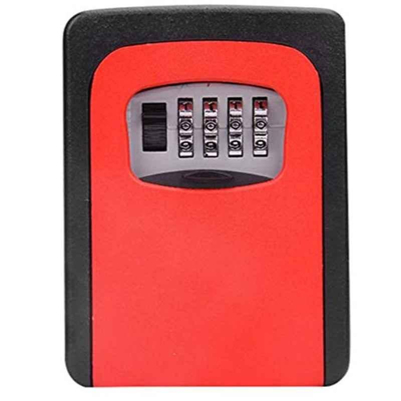 Rubik Metal Red Key Safe Box with 4-Digit Combination Lock