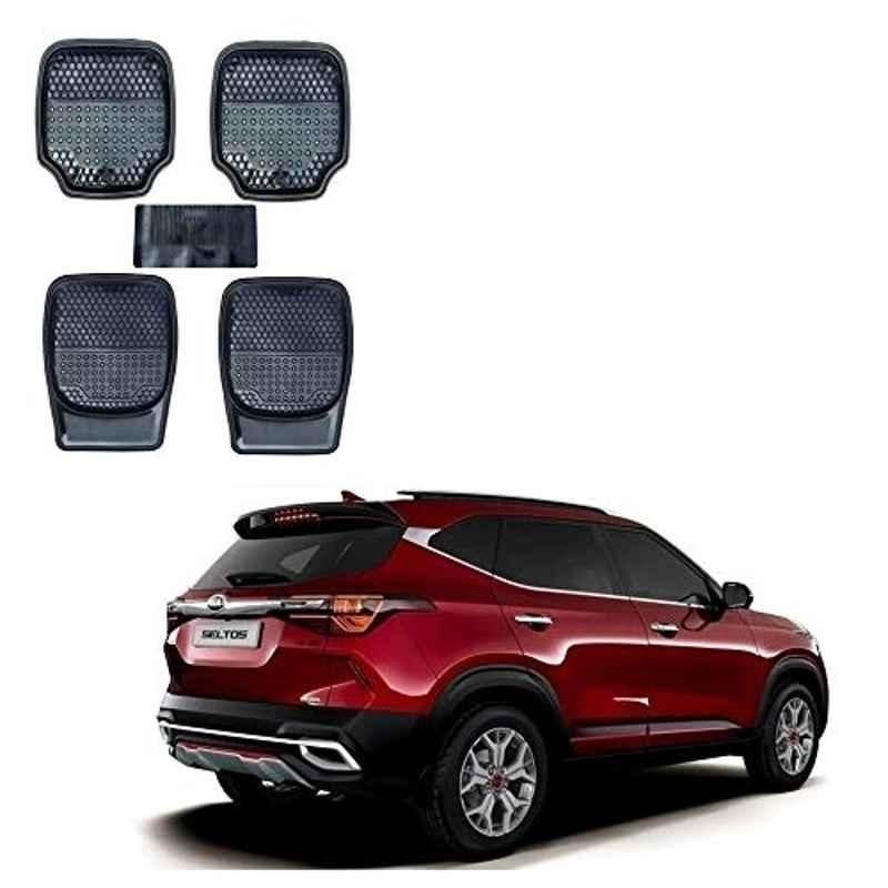 Kozdiko 5 Pcs 3G Honey Rubber & PVC Beige Heavy Car Foot Mat Set for Kia Seltos, koz_56945