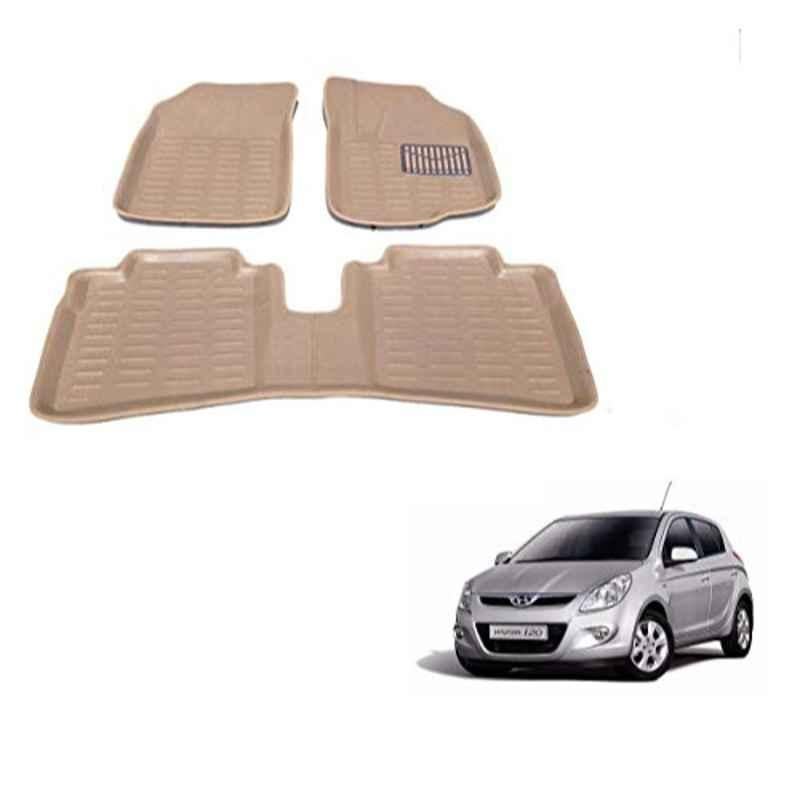 Kozdiko Thermoplastic Elastomer Beige 3D Car Floor Mat Set for Hyundai Old I20 Car