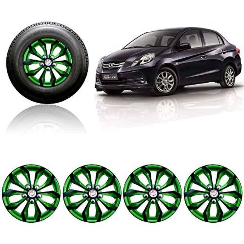 Auto Pearl 4 Pcs 14 inch ABS Green & Black Car Wheel Cover Set for Honda Amaze Type2