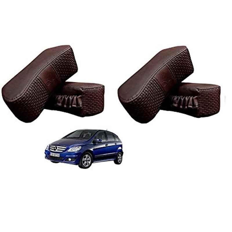 Kozdiko 4 Pcs CV Designer Cola Leatherite Neck Rest Car Cushion Pillow Set for Mercedes Benz B-Class Electric
