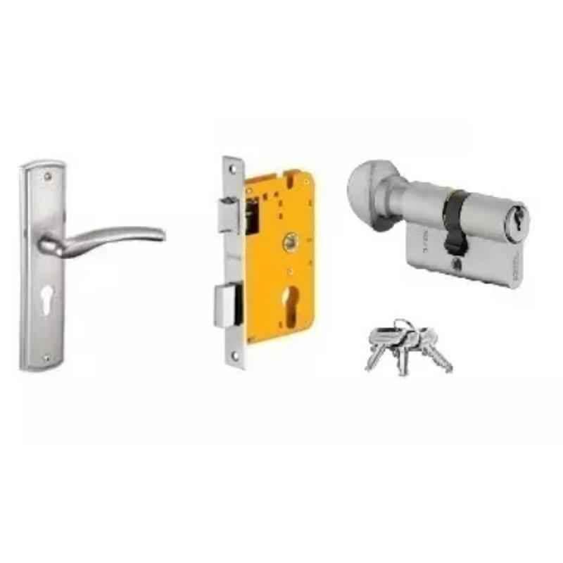Dorset HL Series Onix 70mm Stainless Steel Door Handle Lock Set with Knob & Key (Pack of 2)