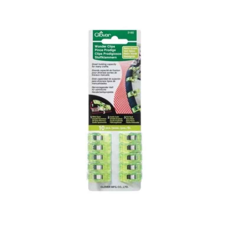 Clover 10Pcs Wonder Clips Neon Green Set