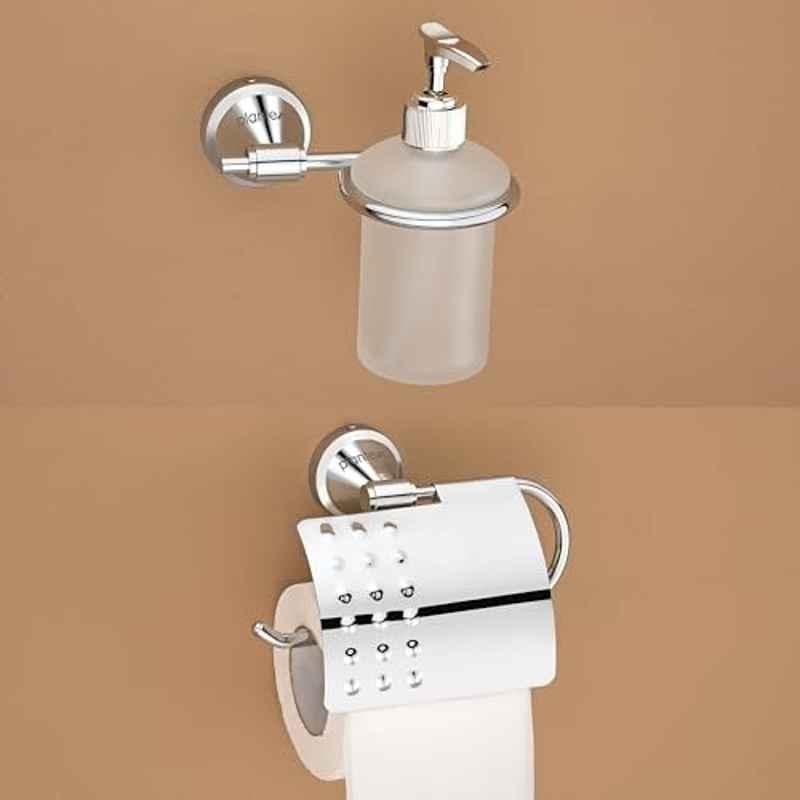 Plantex Niko 2 Pcs Stainless Steel Silver Chrome Finish Bathroom Accessories Set