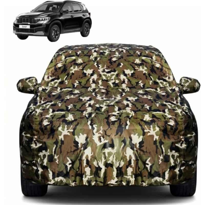 Allextreme Polyester Multicolour Camouflage Car Body Cover with Mirror Pocket for Kia Sonet All Model & Years 2020-2024, PV_VLSV14