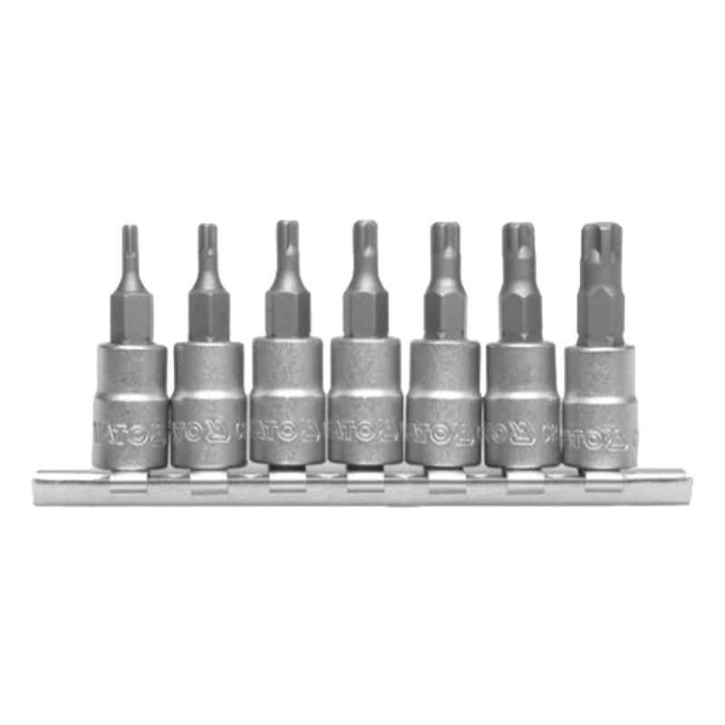 Yato 7 Pcs 1/4 inch Drive CrV 6150 Torx Special Tamper Bit Socket Set, YT-0461