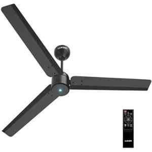Luker Jvluker USA Aero Zen 32W 380rpm Matt Black 5 Star 3 Blade BLDC Ceiling Fan with IR Remote & 3 Years Warranty, Sweep: 1200 mm