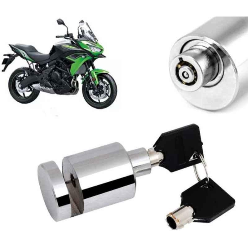 Auto Pearl Stainless Steel Silver Heavy Duty Anti Theft Motorcycle Disc Brake Lock, Lock-288