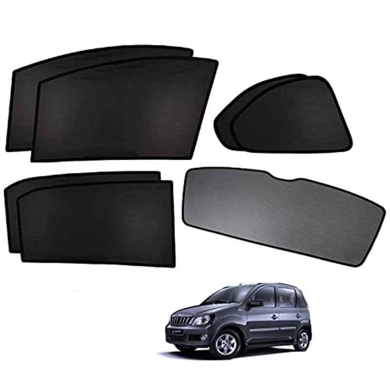 Kozdiko 5 Pcs Polyester Black Non Magnetic Window & Rear Sun Shades Set for Mahindra Quanto