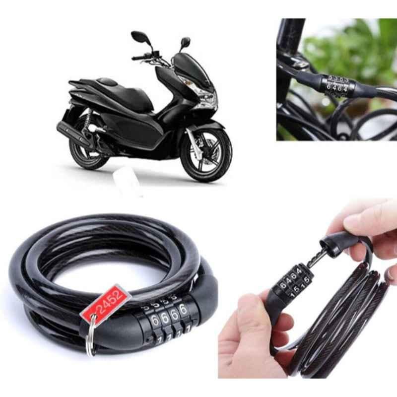 Auto Pearl PVC & Plastic Black Combination Cable Lock for PCX 125, 777