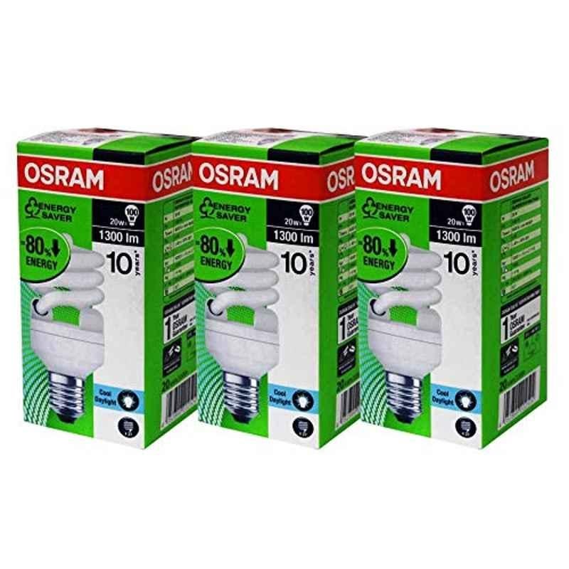 Osram 3 Pcs 20W 220V E27 White Fluorescent Bulb Set, OSR3-02504
