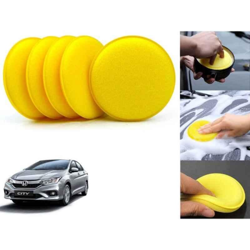 Auto Pearl Polyurethane Beige Washing & Waxing Polish Foam Sponge for City 2019 (Pack of 5)