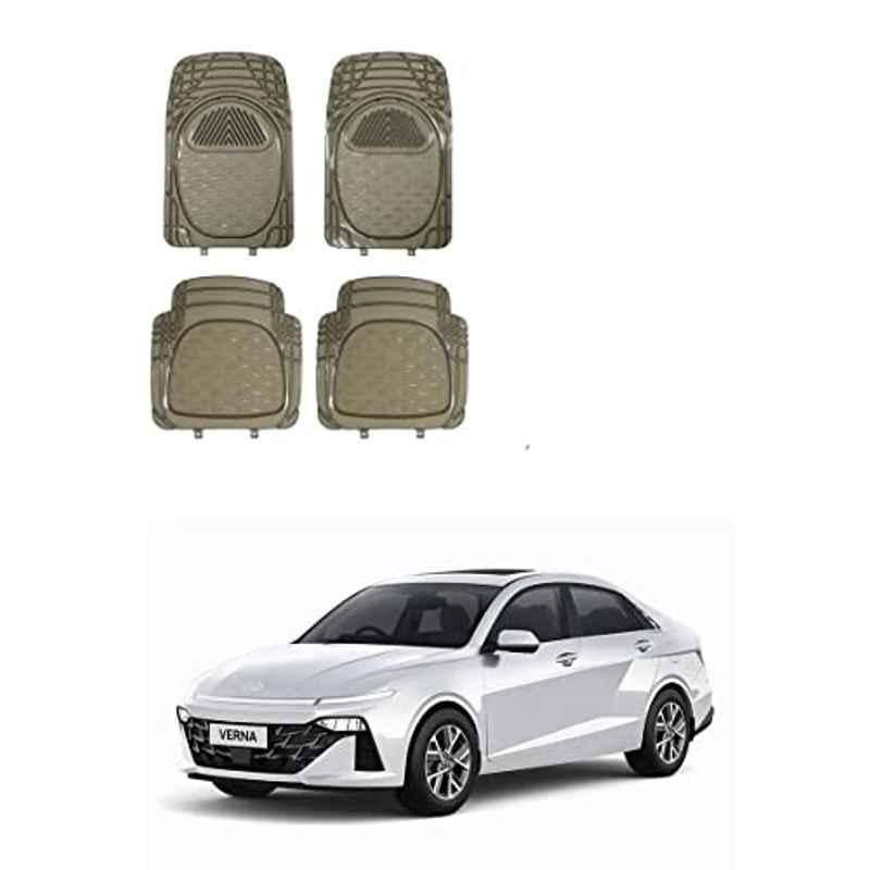 Kozdiko 4 Pcs 6204 Smoke PVC Rubber Car Foot Mat Set for Hyundai New Verna (2023-Present)