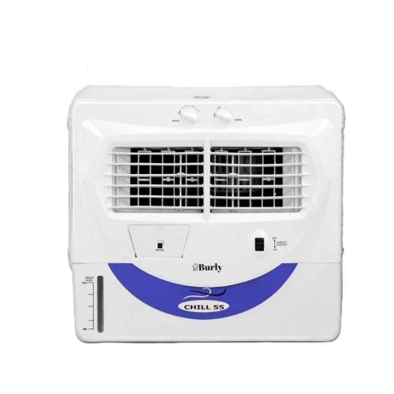 Burly Chill 55 200W 55 Litre Polypropylene White Window Air Cooler with Wood Wool Pads Cooling & 1 Year Warranty, 9990BHACHILL55L