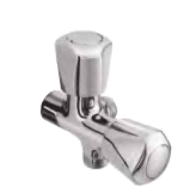 Somany Dhaara Brass Chrome Finish Two Way Angle Valve without Flange, 272210120061