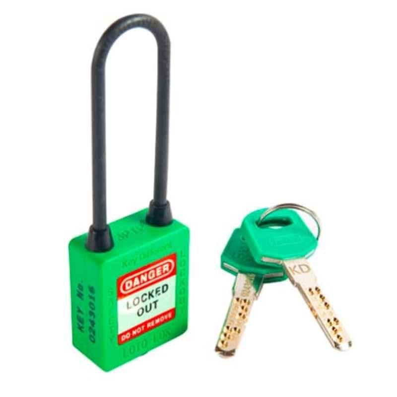 LOTO-LOK 20mm Stainless Steel & Nylon Green Three Point Traceability Padlock with 2 Unique Keys Per Lock, 3PTPGKDN80