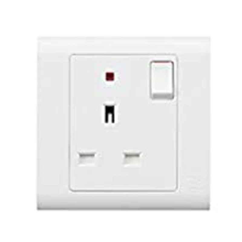 MK Electric 13A 1 Gang 1 Pole Switch Socket with Neon, MV2657WHI