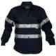 Superb Uniforms Cotton Navy Long Sleeves High Visibility Reflective Shirt, SUW/N/HVDS02, Size: XL