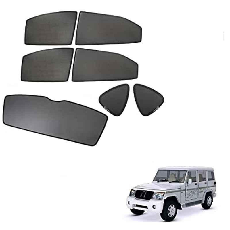 Kozdiko 7 Pcs Mesh Black Fixed Window & Rear Sun Shades Set for Mahindra Bolero XL