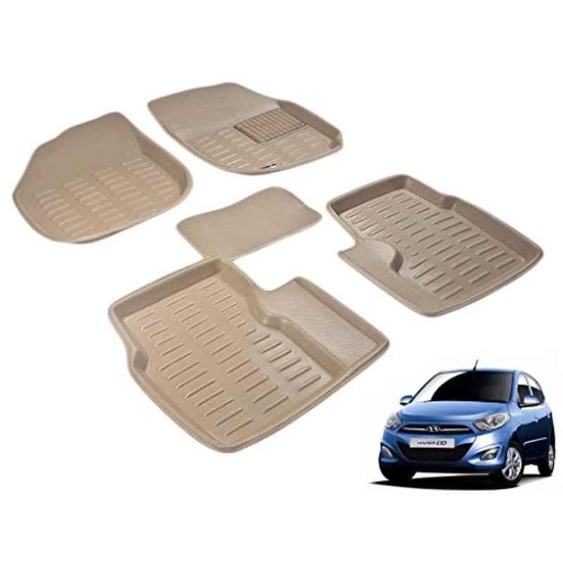 Kozdiko 5 Pcs 3D Beige Car Floor Mat Set for Hyundai i10, koz_35957