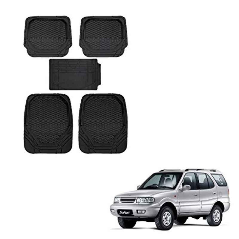 Kozdiko 8855TW 5 Pcs Rubber Black Rubber Car Mat Set for Tata Safari Dicor
