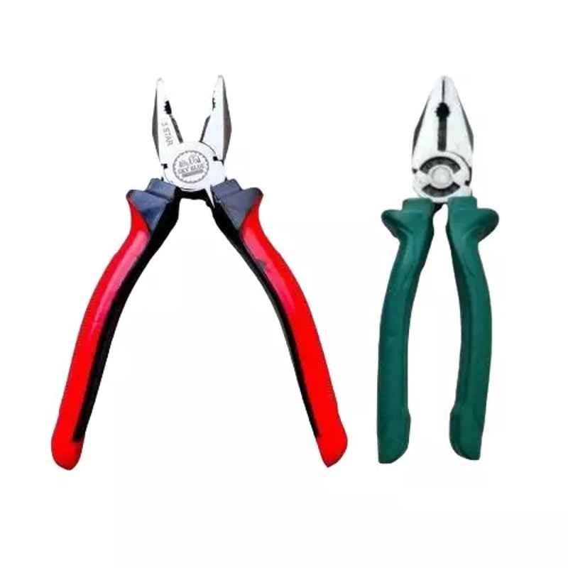 Sky Blue 2 Pcs 8 inch Multicolour 2 Cutting Wire False Piece Lineman Plier Combo, SBE016