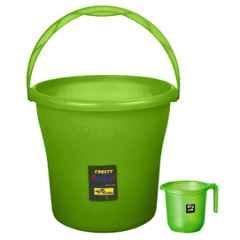 Rishta Frosty 2 Pcs 20L Dark Green Plastic Bucket & 1.5L Mug Set