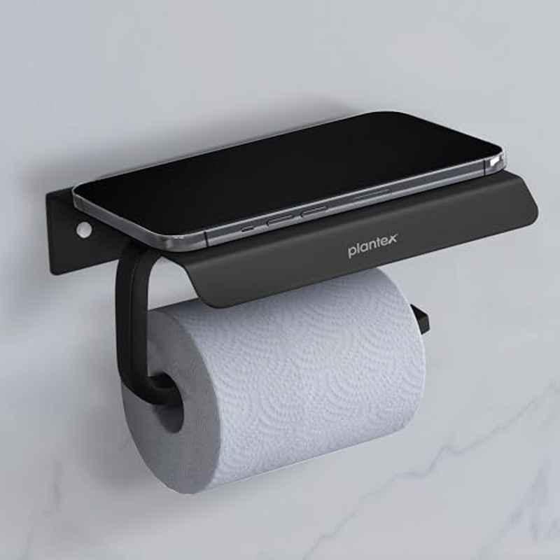Plantex Toilet Paper Holder for Bathroom/Stainless Steel Tissue Paper Roll Holder/Bathroom Accessories Black