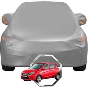 Allextreme Polyester Grey Highlighter Car Cover with Mirror Pocket & Triple Stitched Bottom Elastic for Maruti Suzuki Celerio All Model & Years, MRT-SZK-CLR-GRY