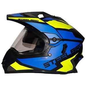Steelbird Bang Silt Matt Black & Blue Motocross Helmet with P Cap, Size: (L, 600 mm)