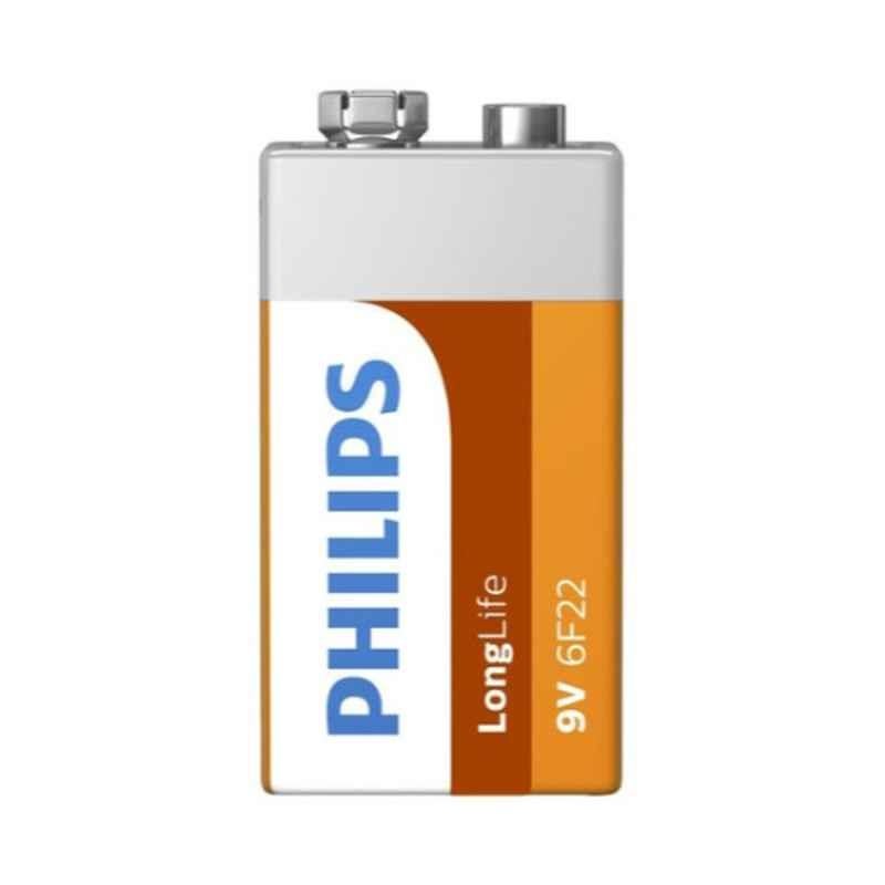 Philips 7x11x2cm White, Red & Orange Zinc Chloride Battery, 6F22L1B/97