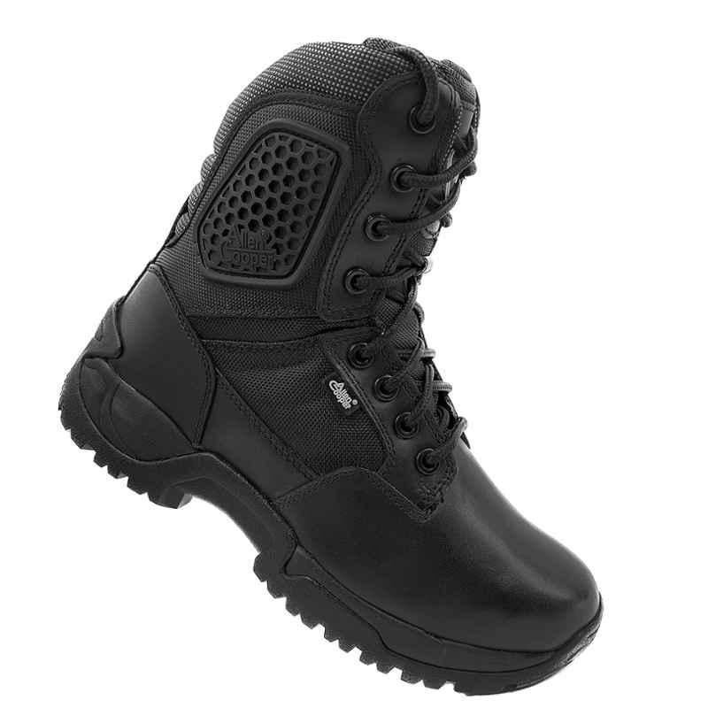 Black Leather Thick Sole Combat Boots