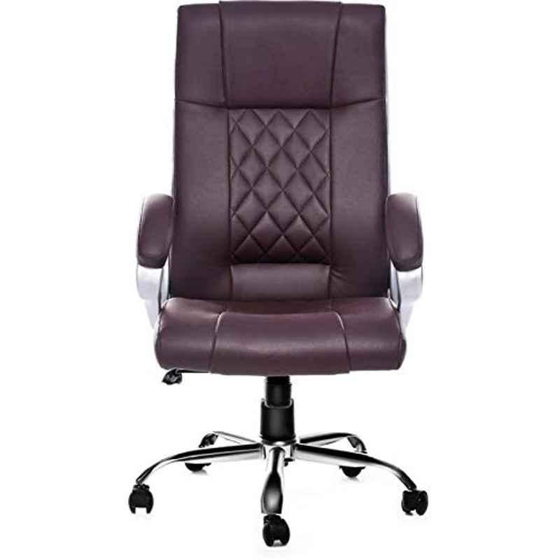 Chair Garage PU Leatherette Brown Adjustable Height Office Chair with Back Support, CG176 (Pack of 2)