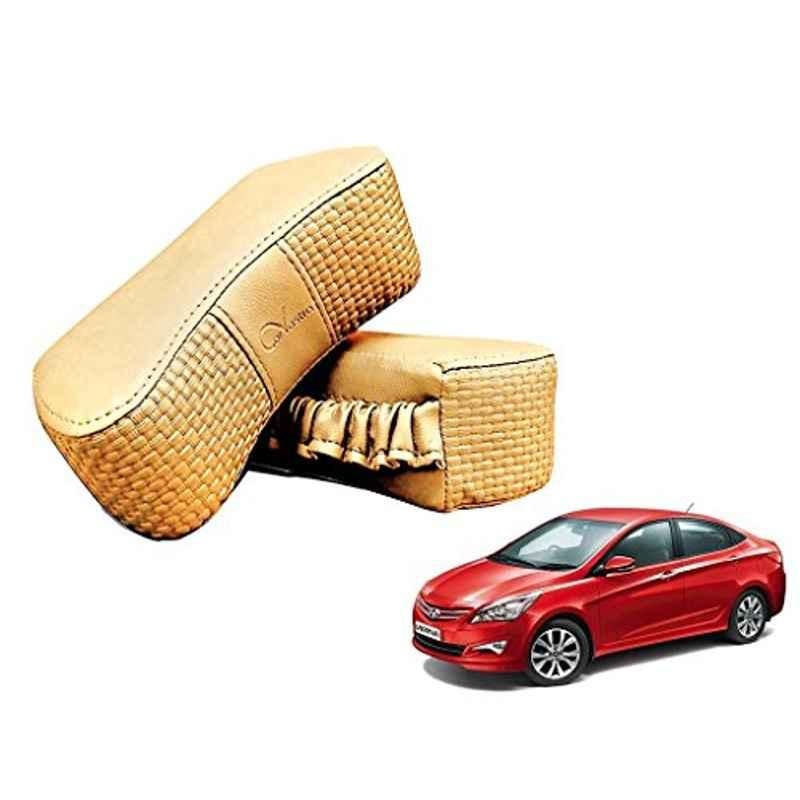 Kozdiko 2 Pcs Memory Foam Beige Luxurious Neck Rest Set for All Cars, koz_14220