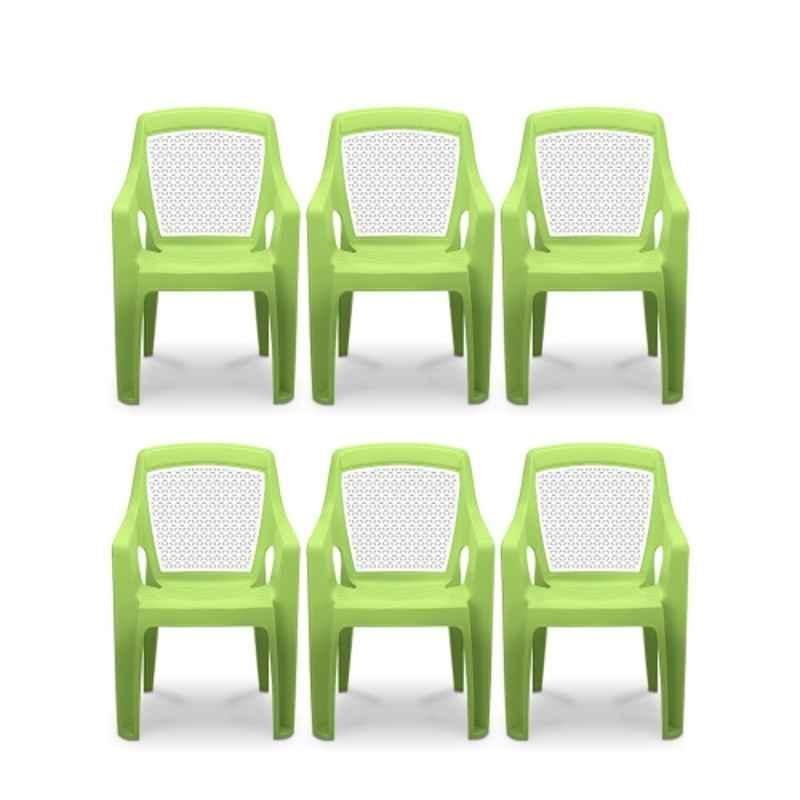 Maharaja Safari114 560x565x840mm Plastic Green Heavy Duty Luxury Armrest Chair (Pack of 6)