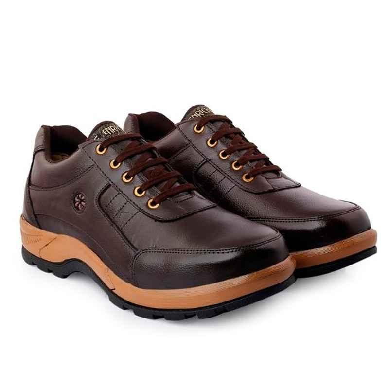 Enrich Field SGS1134BR Genuine Leather Steel Toe Brown Corporate Casual Safety Shoe, Size: 8