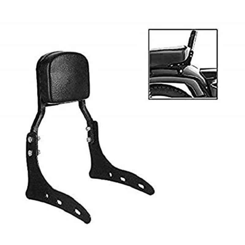 Meenu Arts World Harley Style Backrest Support Pillion Balck Cushion Back Rest Full Black Bar for Royal Enfield Models RE-21