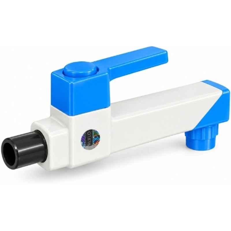 Truflo by Hindware Divine 15mm PTMT White & Blue Foam Flow Long Body Bib Cock, BDIVNBC06WBM