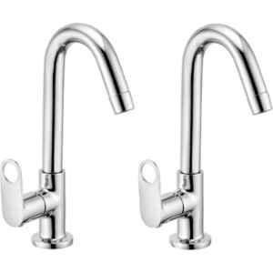 Fastgear Prime Brass Chrome Finish Deck Mounted Aerator Foam Flow Swan Neck Tap (Pack of 2)
