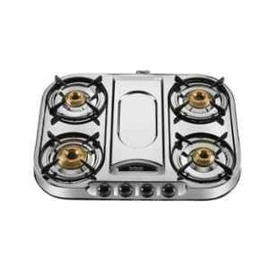 Hindware Festo Stainless Steel Cooktop with 4 Brass Burner & Manual Ignition, CT 100193