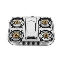 Hindware Festo Stainless Steel Cooktop with 4 Brass Burner & Manual Ignition, CT 100193