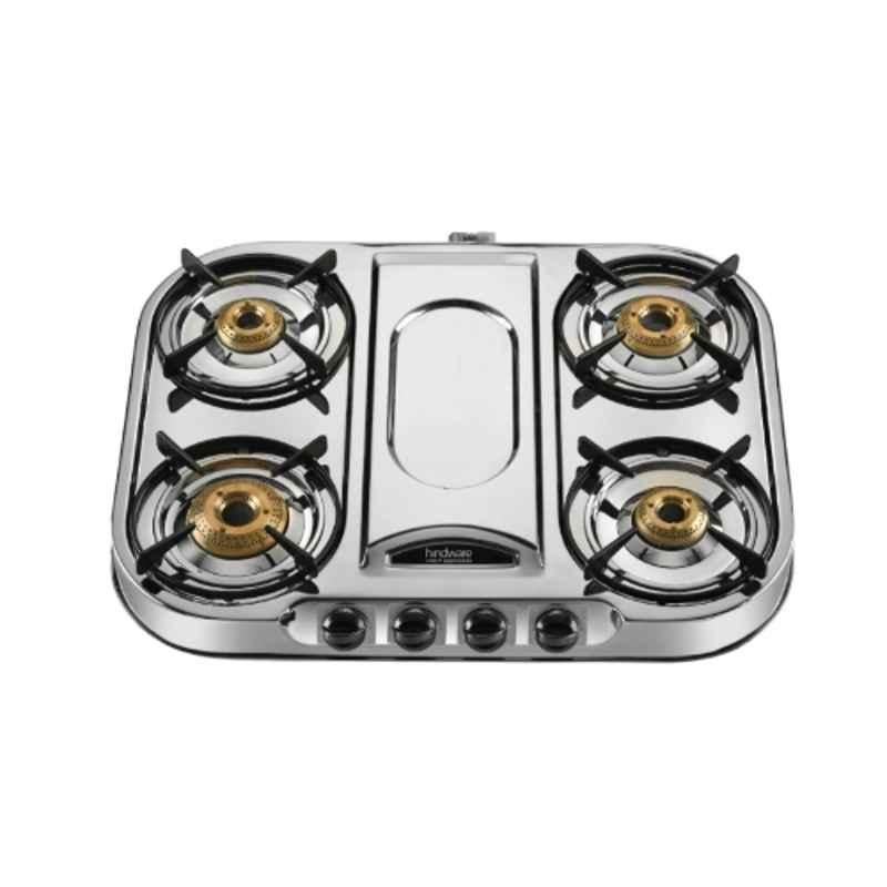 Hindware Festo Stainless Steel Cooktop with 4 Brass Burner & Manual Ignition, CT 100193
