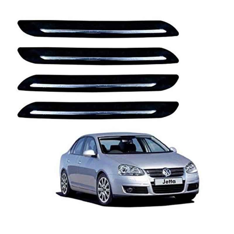 Kozdiko 4 Pcs PVC Black Car Bumper Protector Set with Chrome Strip for Volkswagen Old Jetta 2008-2015