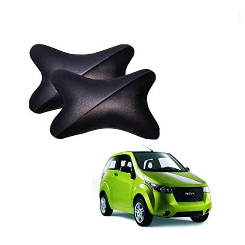 Kozdiko 2 Pcs Memory Foam Grey & Black Car Neck Rest Cushion Pillow Set for Mahindra Reva
