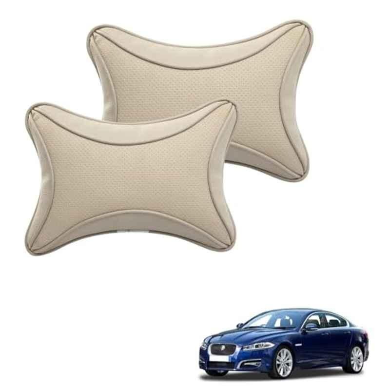 Kozdiko 2 Pcs Memory Foam & Polyester Beige Dots Car Neck Rest Pillow Set for Jaguar XF, XNVJVHGJFH273