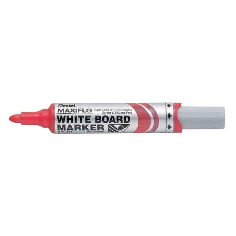 Pentel Maxiflo 2.5mm Red White Board Marker, (Pack of 12)