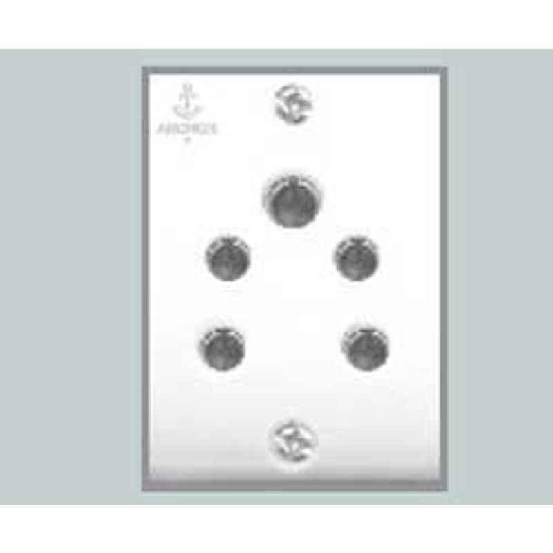 Anchor Penta 6A 2-in-1 White Socket with IP20 Protection, 38320, (Pack of 20)